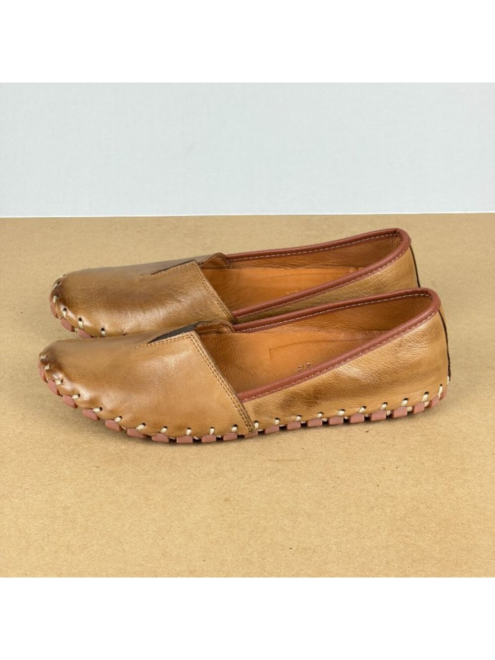 Spring Step Kathaleta Leather Slip On Flats Womens 8.5 EU 39 Tan Casual Comfort